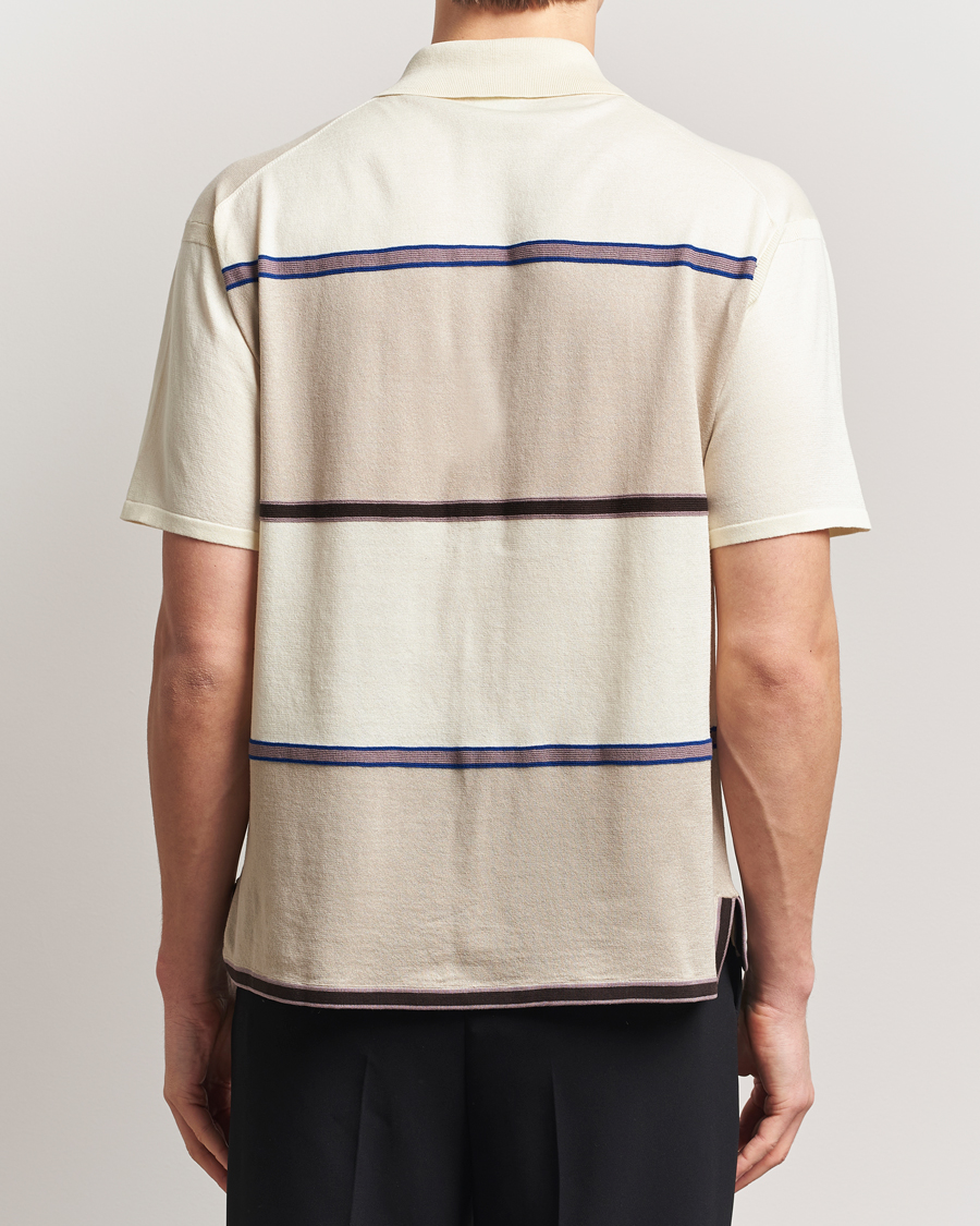 Mies | Kauluspaidat | Paul Smith | Cotton Striped Knitted Short Sleeve Shirt White