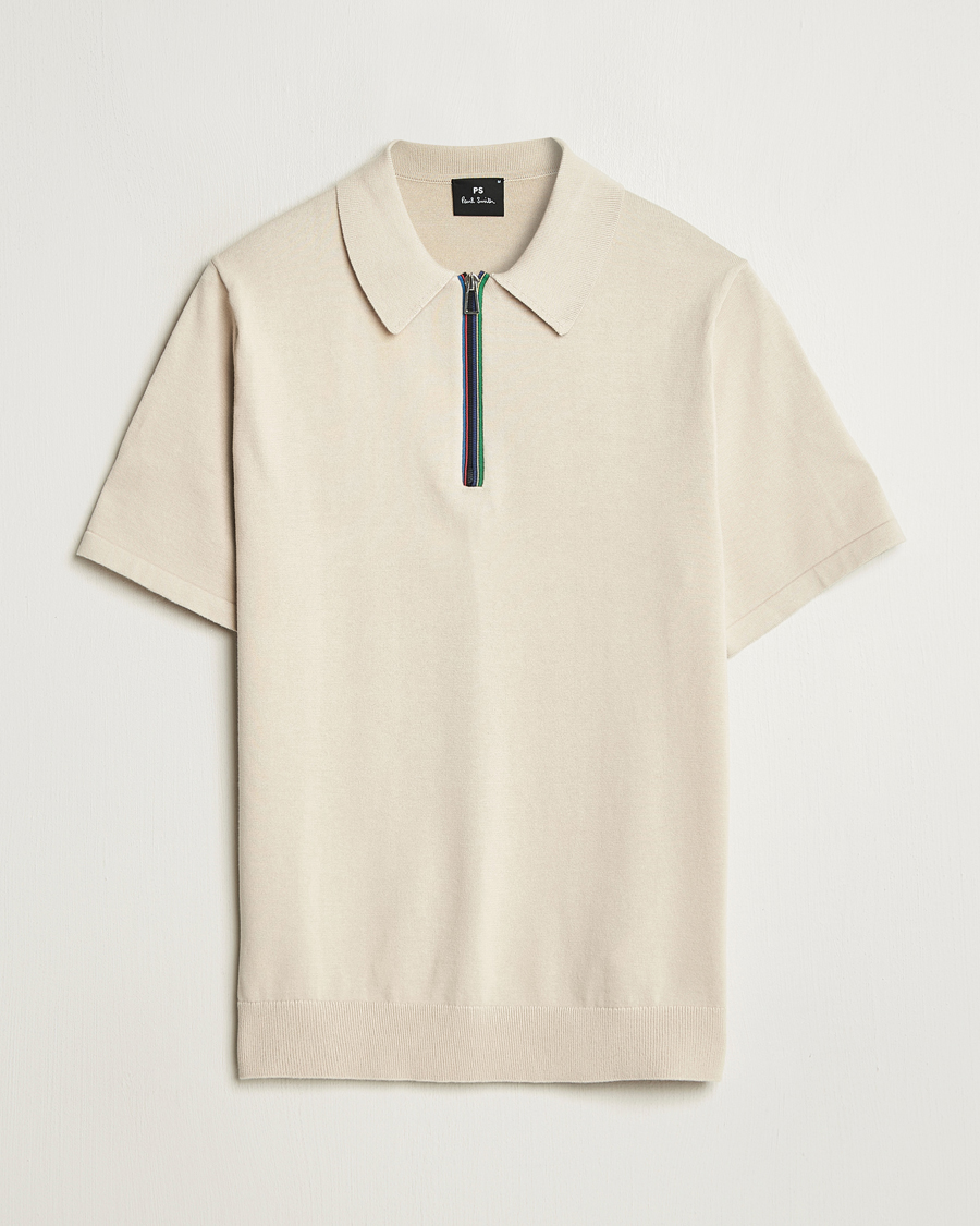 Mies | Pikeet | PS Paul Smith | Cotton Knitted Half Zip Polo Off White