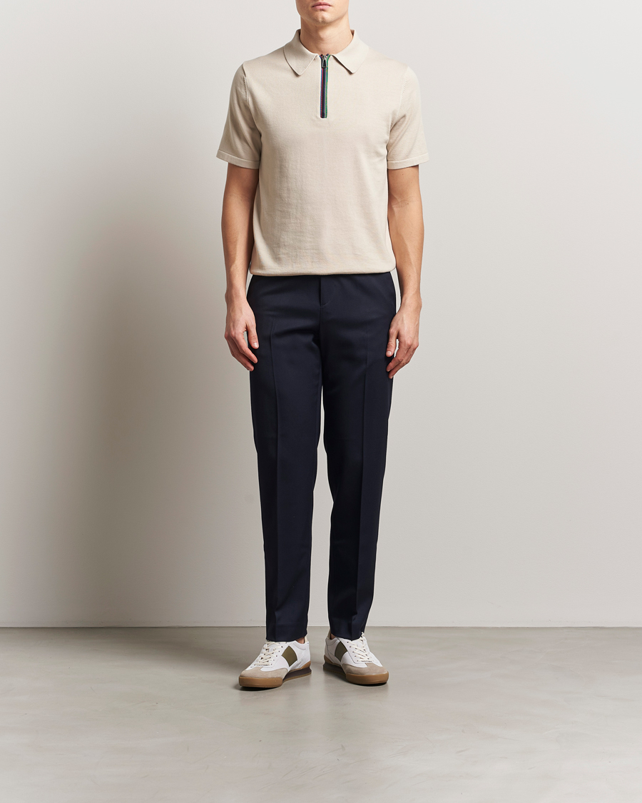 Mies | Pikeet | PS Paul Smith | Cotton Knitted Half Zip Polo Off White