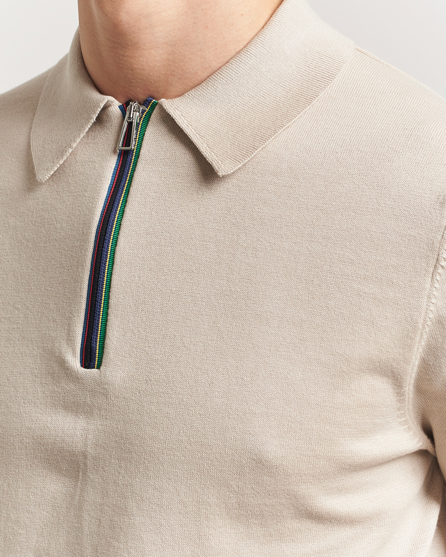 Mies | Pikeet | PS Paul Smith | Cotton Knitted Half Zip Polo Off White