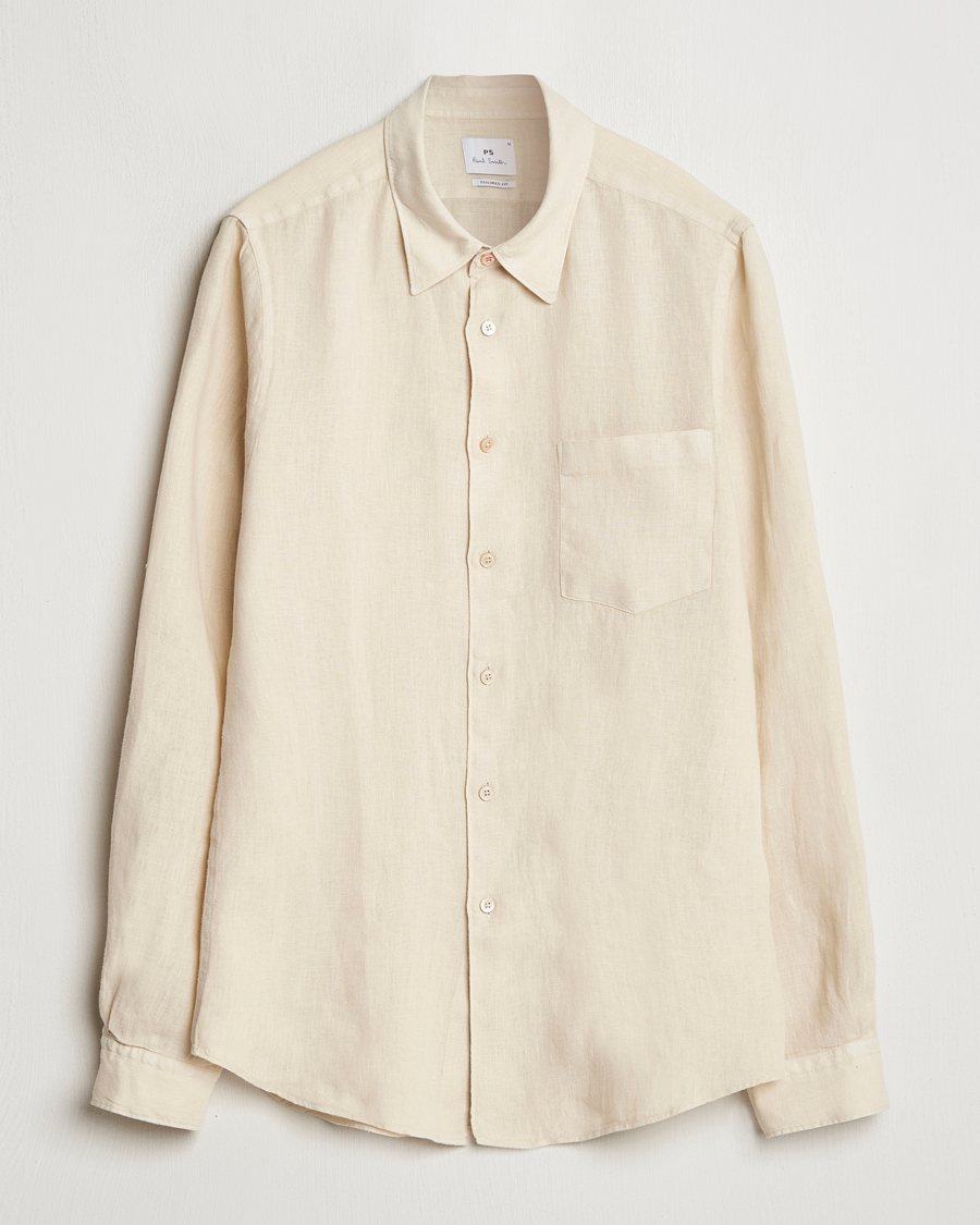 Mies | Kauluspaidat | PS Paul Smith | Tailored Fit Linen Shirt Beige