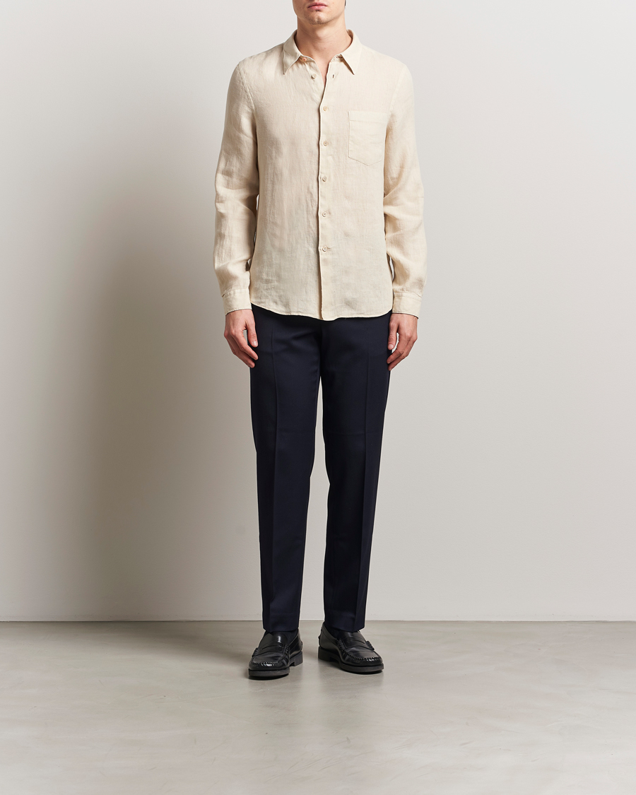 Mies | Kauluspaidat | PS Paul Smith | Tailored Fit Linen Shirt Beige