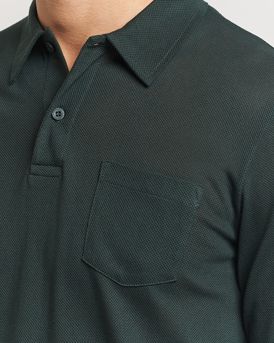 Mies | Puserot | Sunspel | Long Sleeve Riviera Polo Shirt Holly Green