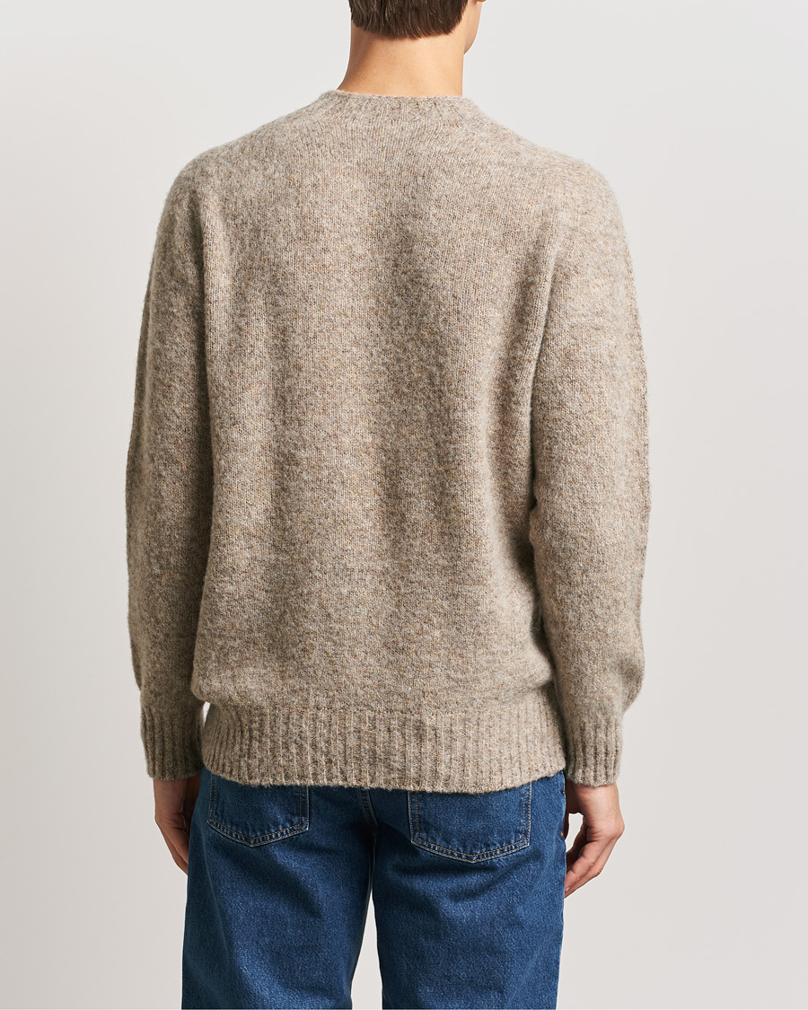 Mies | Puserot | Sunspel | Brushed Shetland Crew Neck Oatmeal Melange
