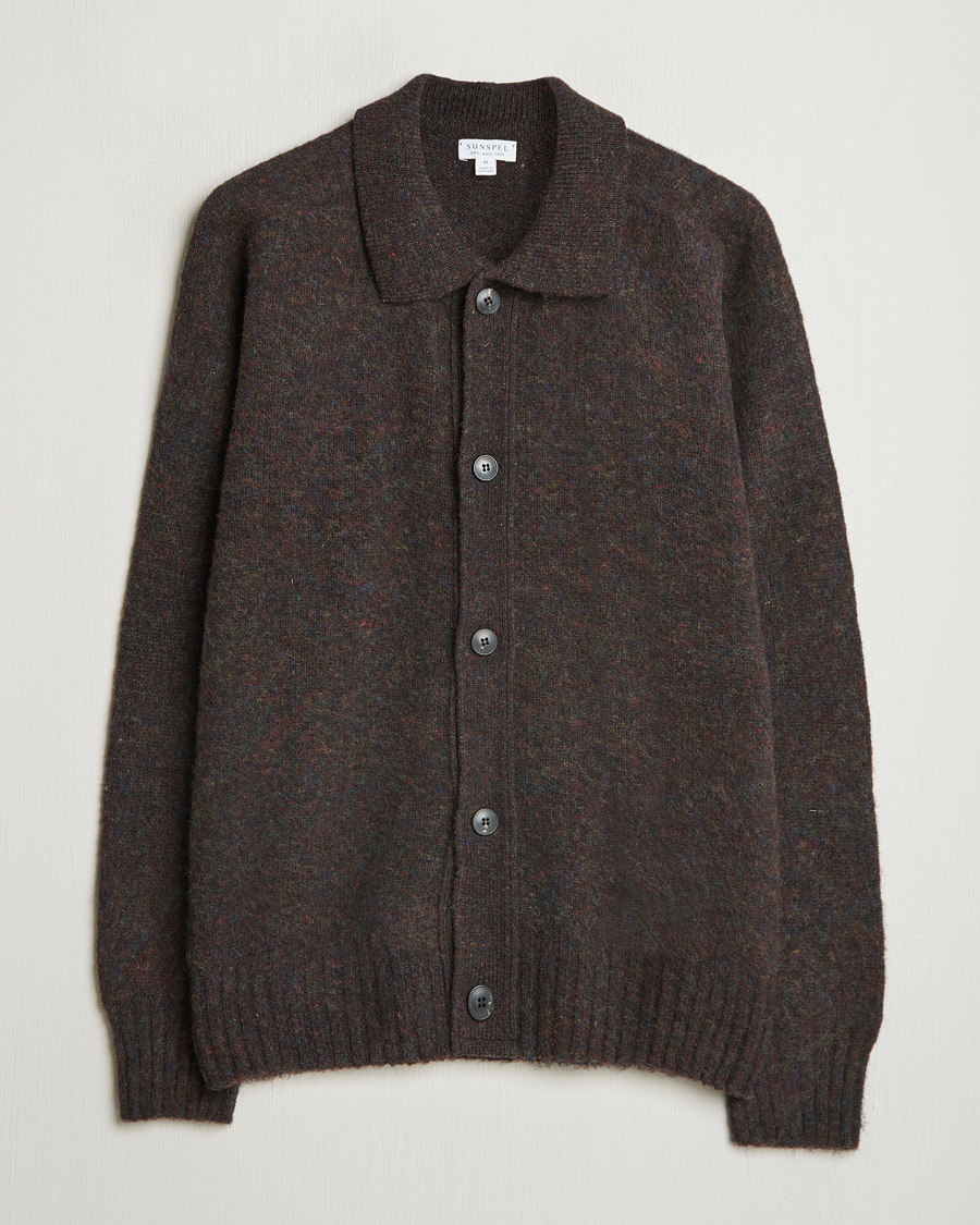 Mies | Puserot | Sunspel | Brushed Shetland Knitted Shirt Midnight Melange