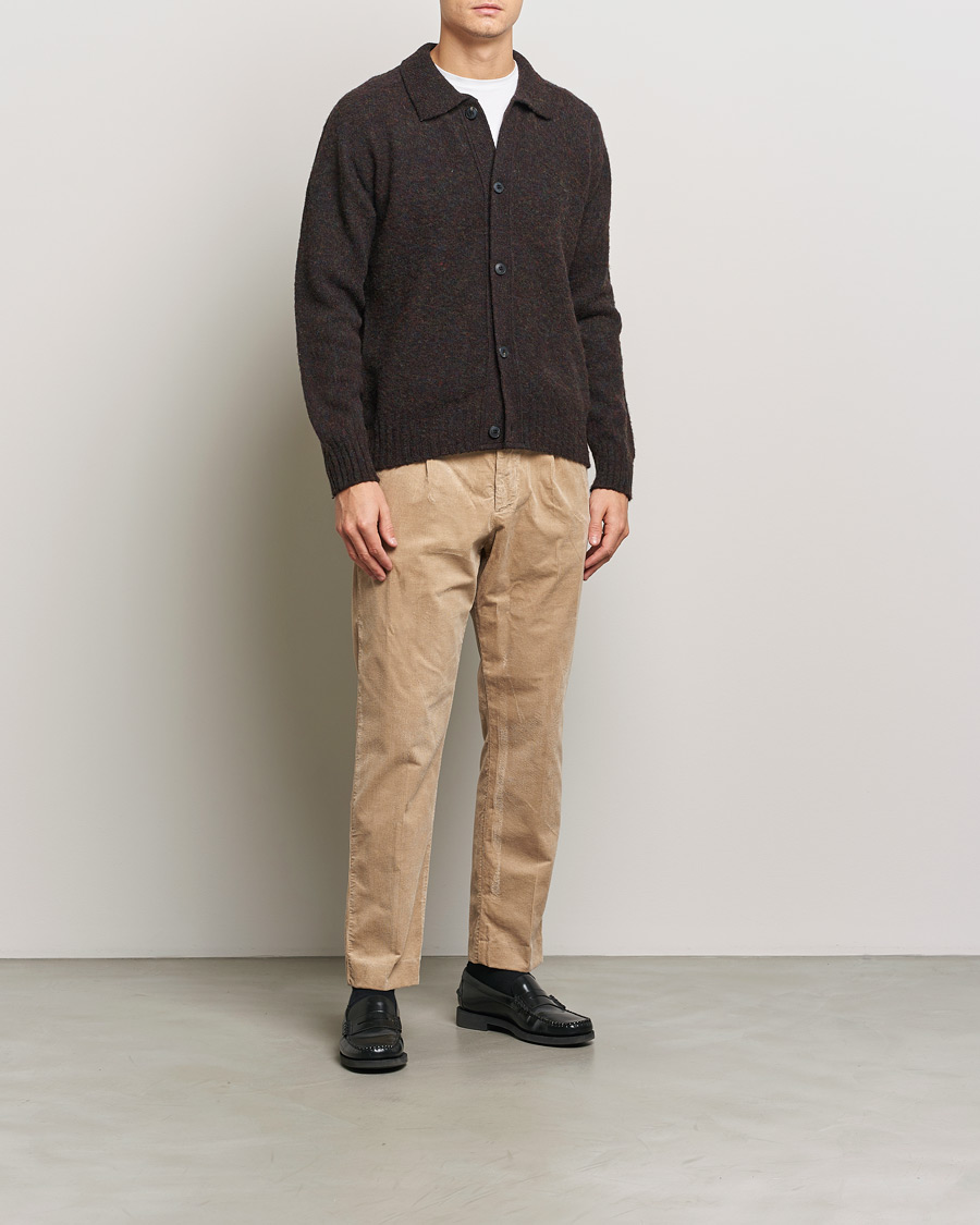 Mies | Puserot | Sunspel | Brushed Shetland Knitted Shirt Midnight Melange