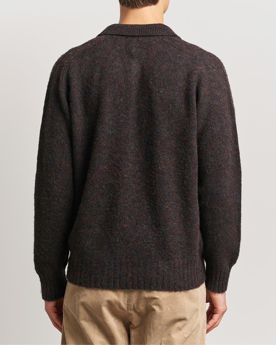 Mies | Puserot | Sunspel | Brushed Shetland Knitted Shirt Midnight Melange