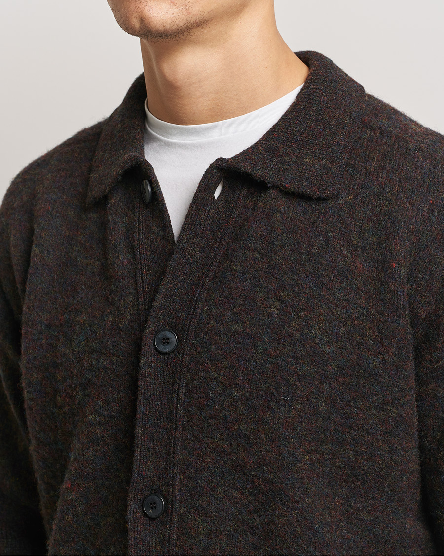 Mies | Puserot | Sunspel | Brushed Shetland Knitted Shirt Midnight Melange