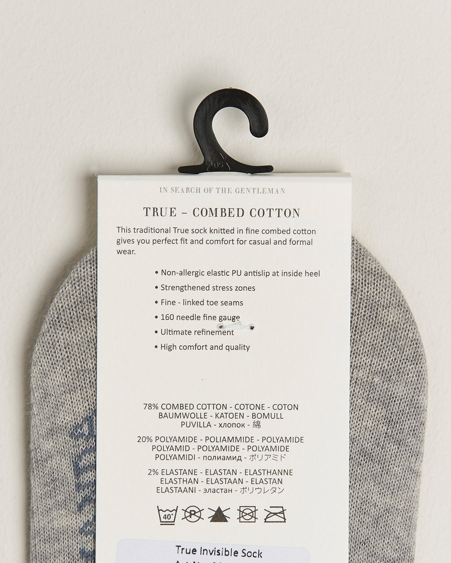 Mies | Alusvaatteet | Amanda Christensen | 3-Pack True Cotton Invisible Socks Light Grey Melange