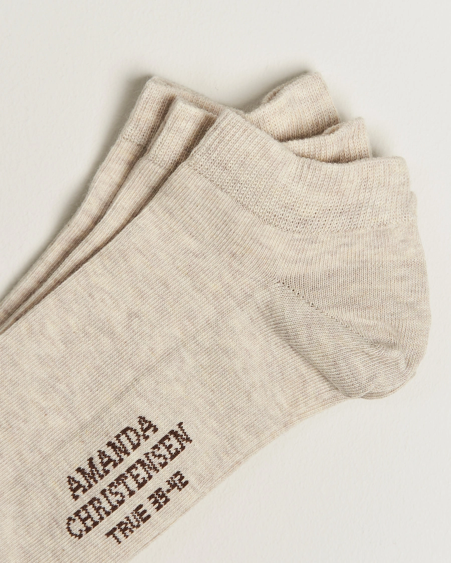 Mies | Alusvaatteet | Amanda Christensen | 3-Pack True Cotton Sneaker Socks Sand Melange