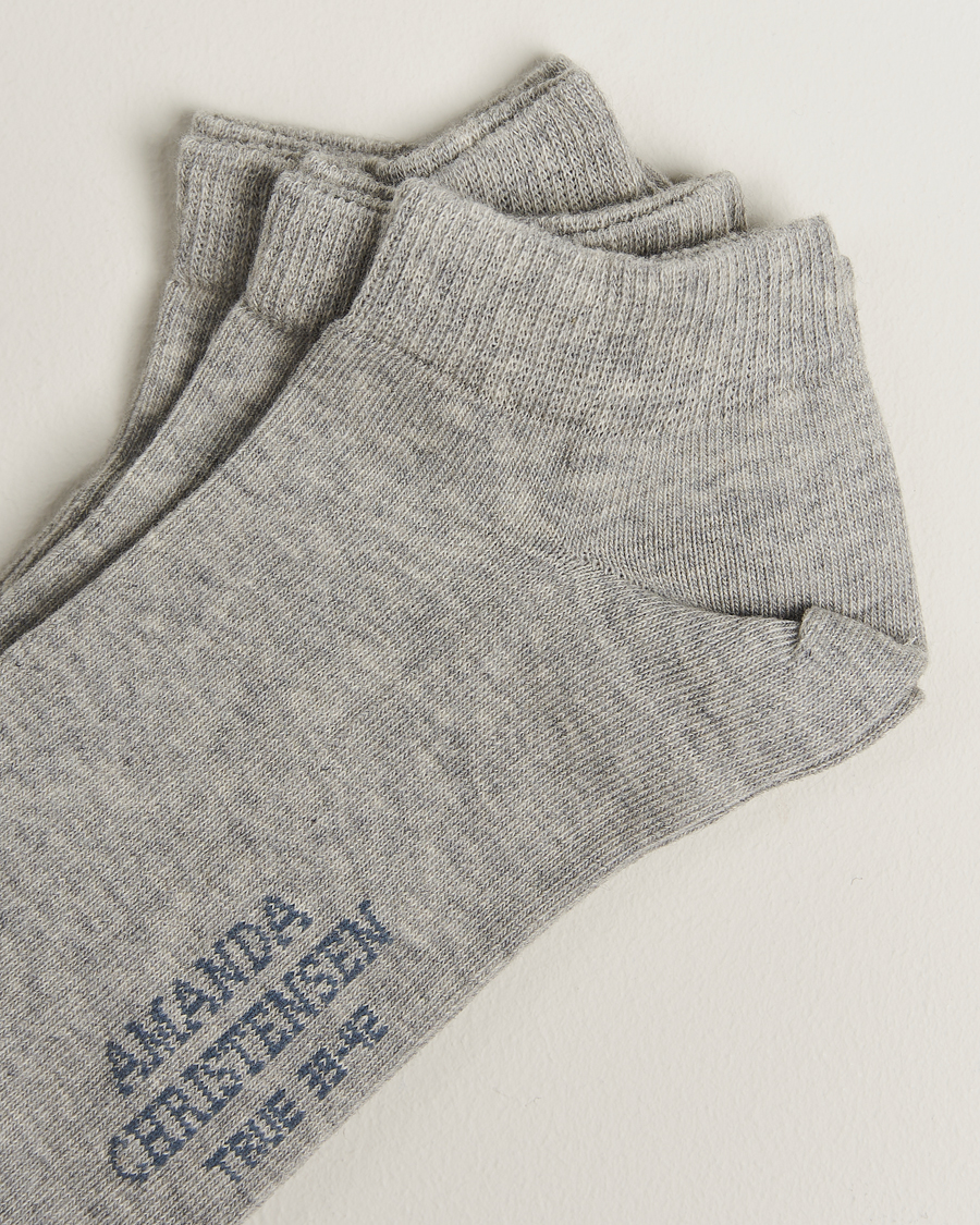 Mies | Alusvaatteet | Amanda Christensen | 3-Pack True Cotton Sneaker Socks Light Grey Melange