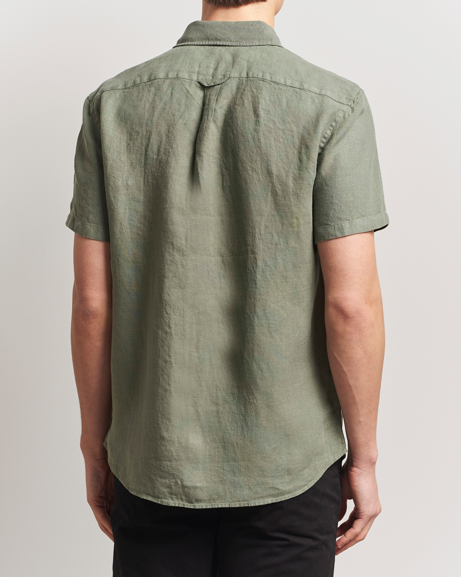 Mies | Kauluspaidat | Belstaff | Scale Short Sleeve Linen Shirt Surplus Green