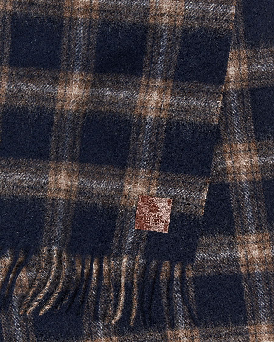 Mies | Amanda Christensen Wool Checked Scarf Navy Melange | Amanda Christensen | Wool Checked Scarf Navy Melange