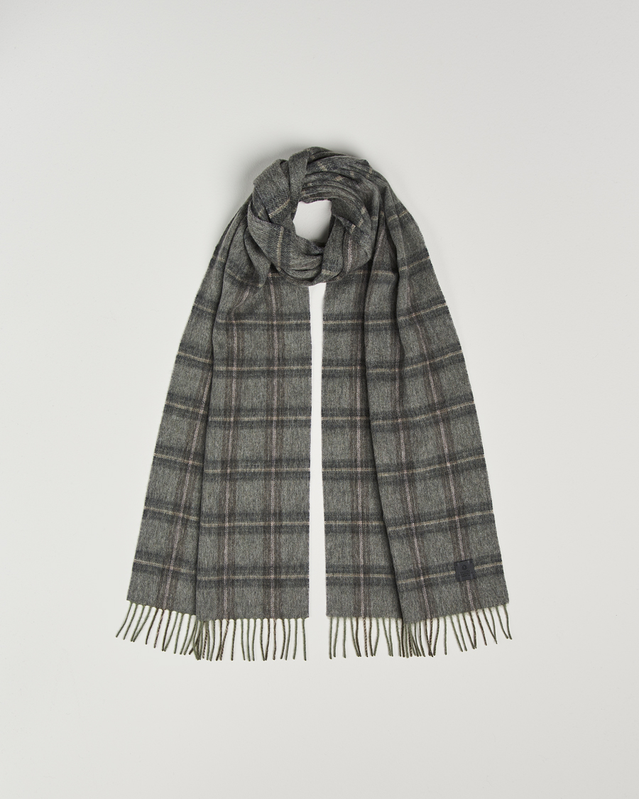 Mies | Amanda Christensen Wool Checked Scarf Olive Melange | Amanda Christensen | Wool Checked Scarf Olive Melange