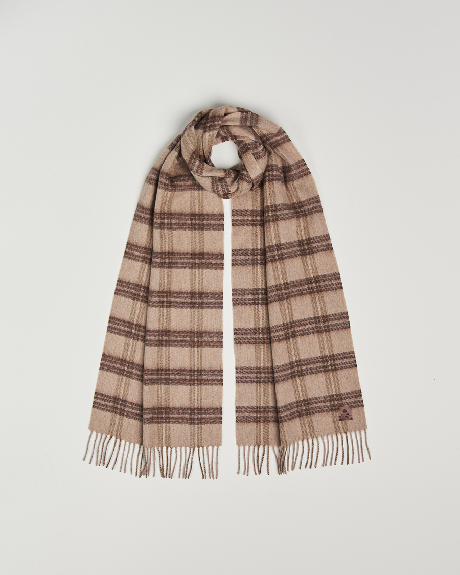 Mies | Amanda Christensen Wool Checked Scarf Beige Melange | Amanda Christensen | Wool Checked Scarf Beige Melange