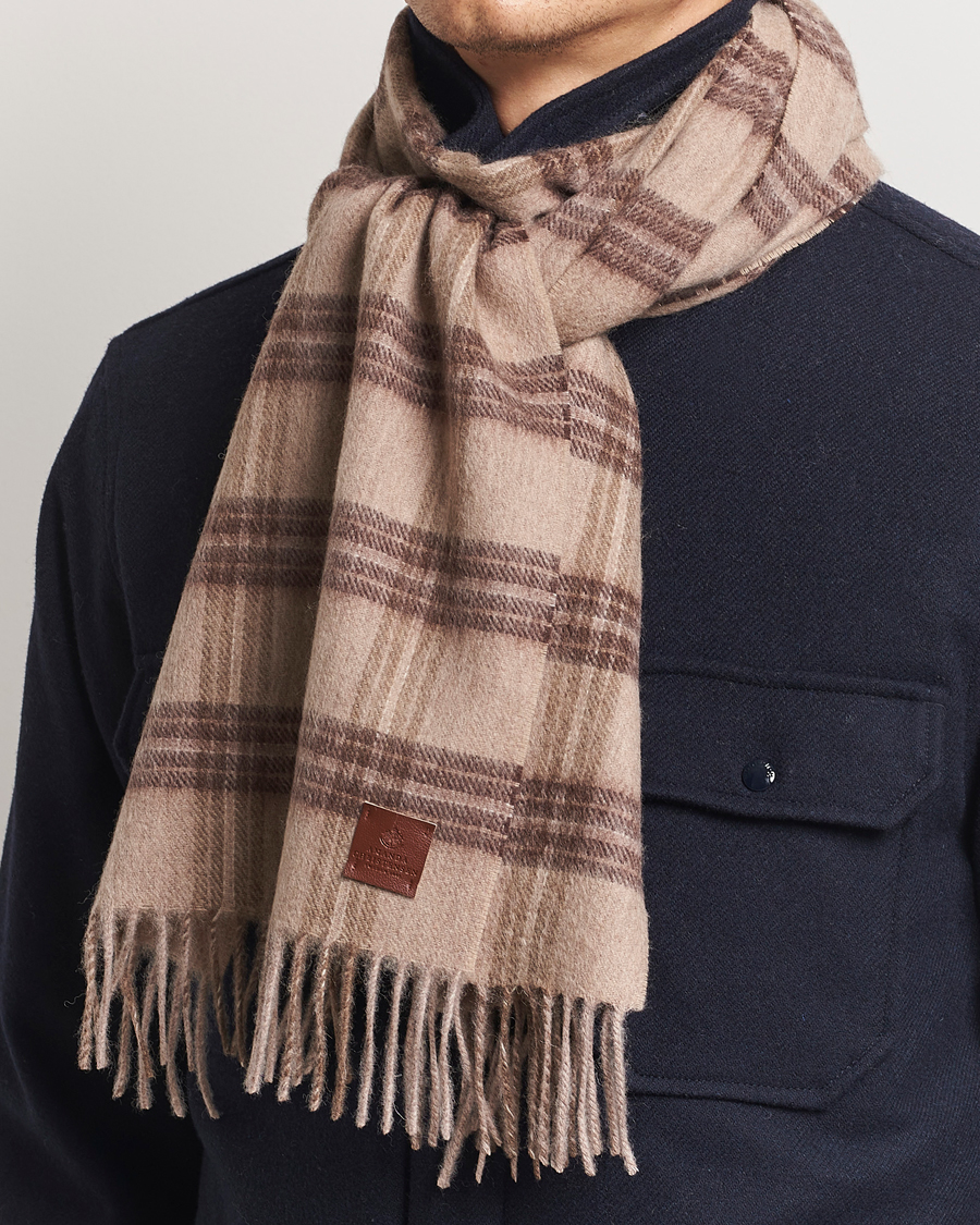 Mies | Amanda Christensen Wool Checked Scarf Beige Melange | Amanda Christensen | Wool Checked Scarf Beige Melange