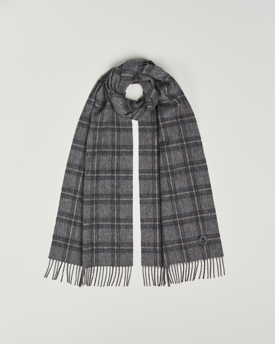 Mies | Amanda Christensen Wool Checked Scarf Grey Melange | Amanda Christensen | Wool Checked Scarf Grey Melange