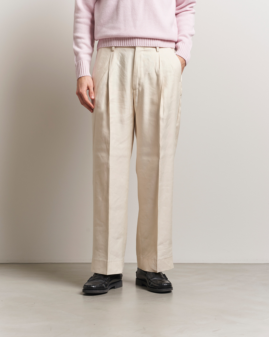 Mies | Housut | NN07 | Kay Linen/Viscose Drawstring Trousers Ivory