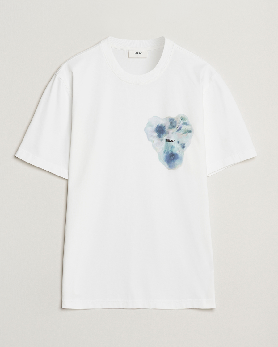 Mies | T-paidat | NN07 | Adam Printed Crew Neck T-Shirt White