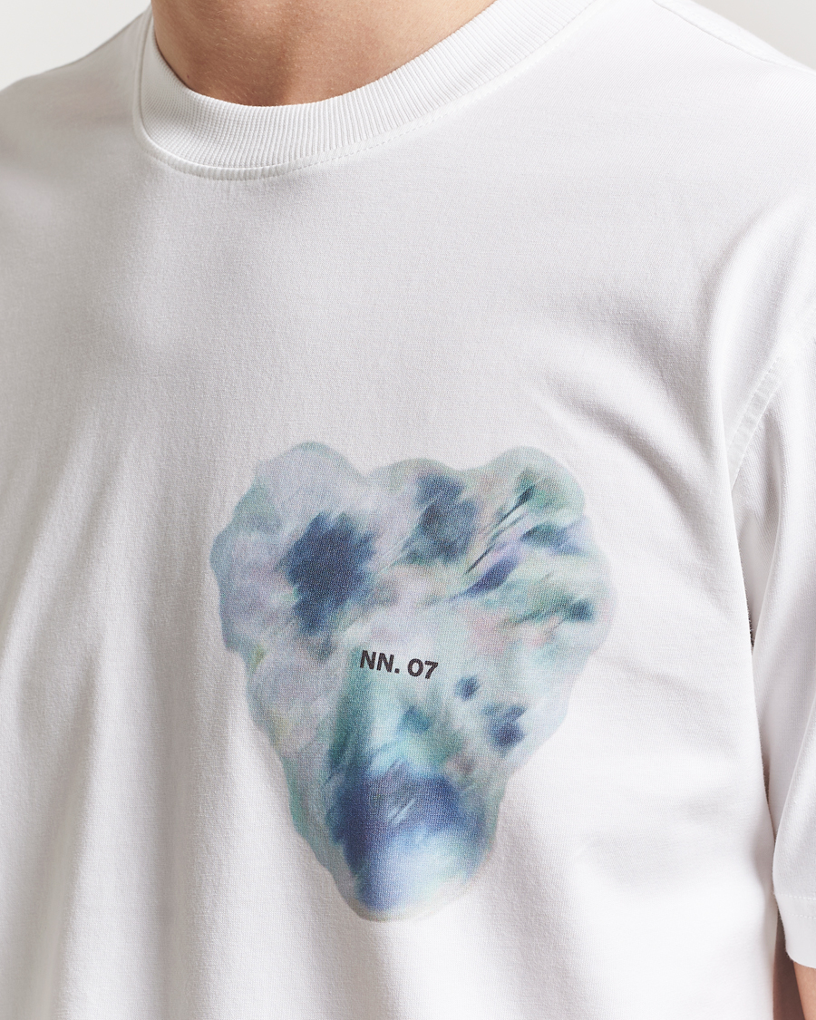 Mies | T-paidat | NN07 | Adam Printed Crew Neck T-Shirt White