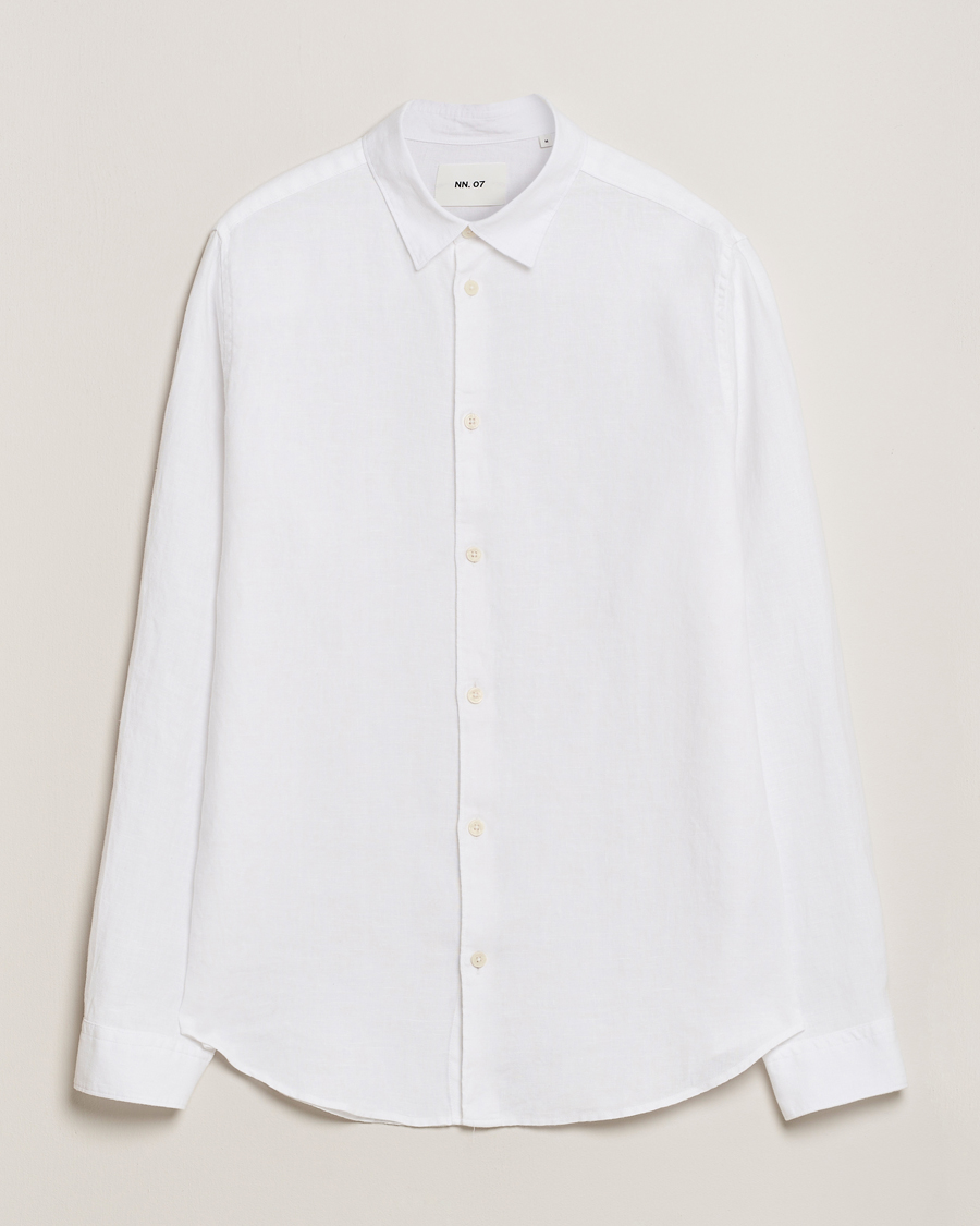 Mies | Kauluspaidat | NN07 | Enzo Linen Shirt White
