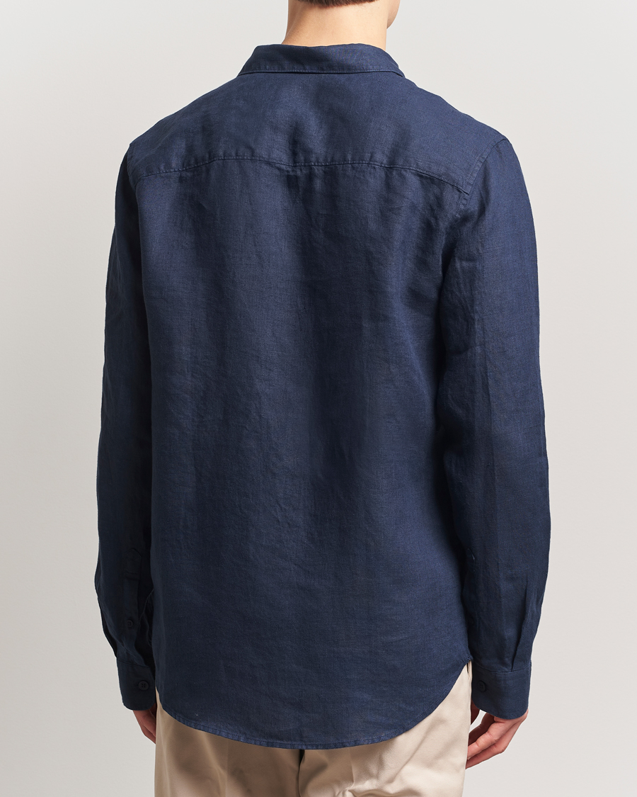 Mies | Kauluspaidat | NN07 | Enzo Linen Shirt Navy Blue