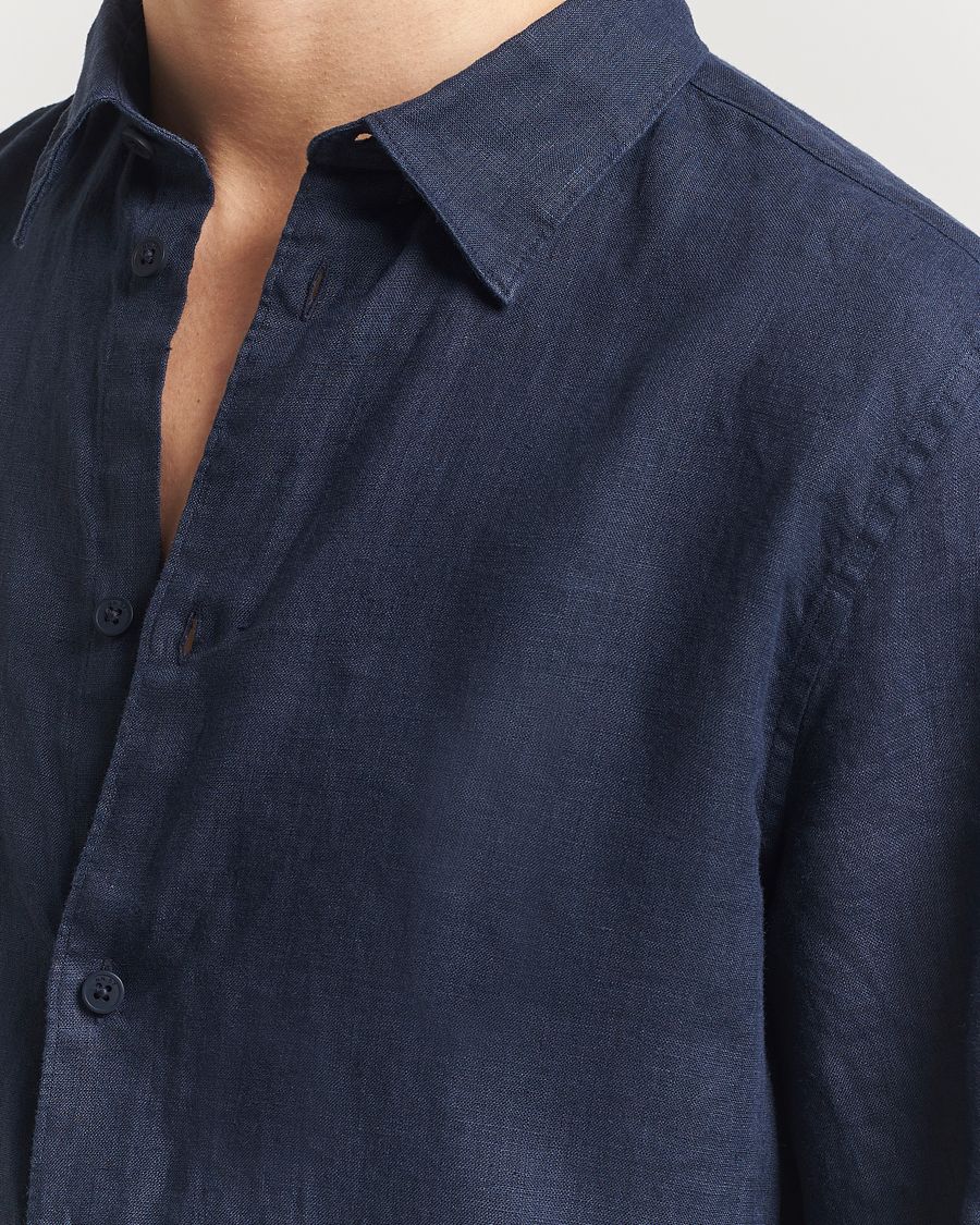 Mies | Kauluspaidat | NN07 | Enzo Linen Shirt Navy Blue
