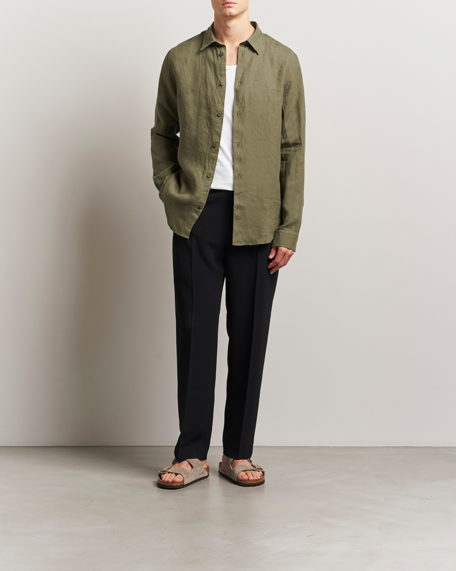 Mies | Kauluspaidat | NN07 | Enzo Linen Shirt Capers Green