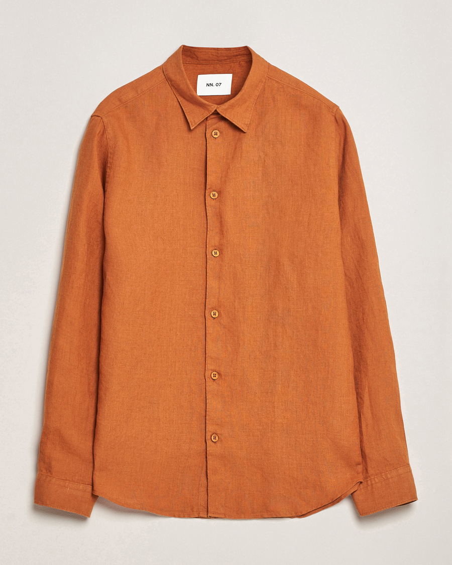 Mies | Kauluspaidat | NN07 | Enzo Linen Shirt Caramel