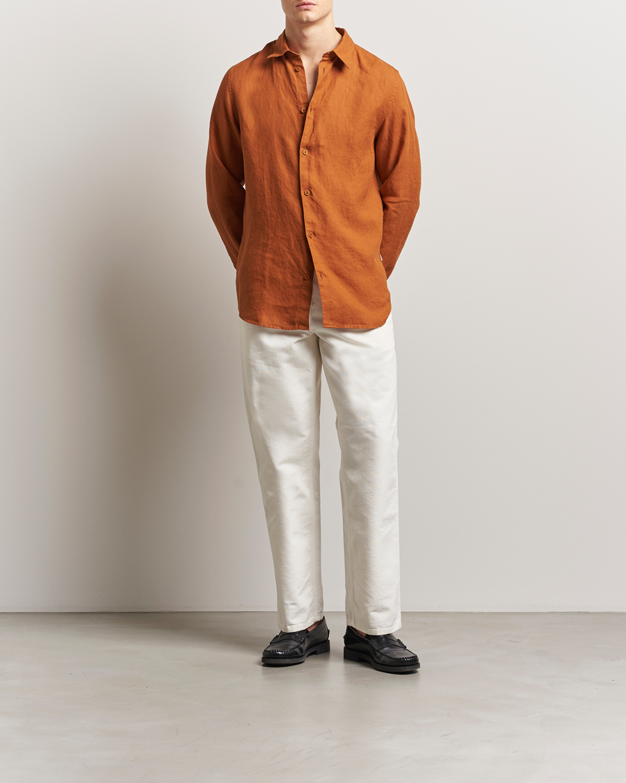 Mies | Kauluspaidat | NN07 | Enzo Linen Shirt Caramel