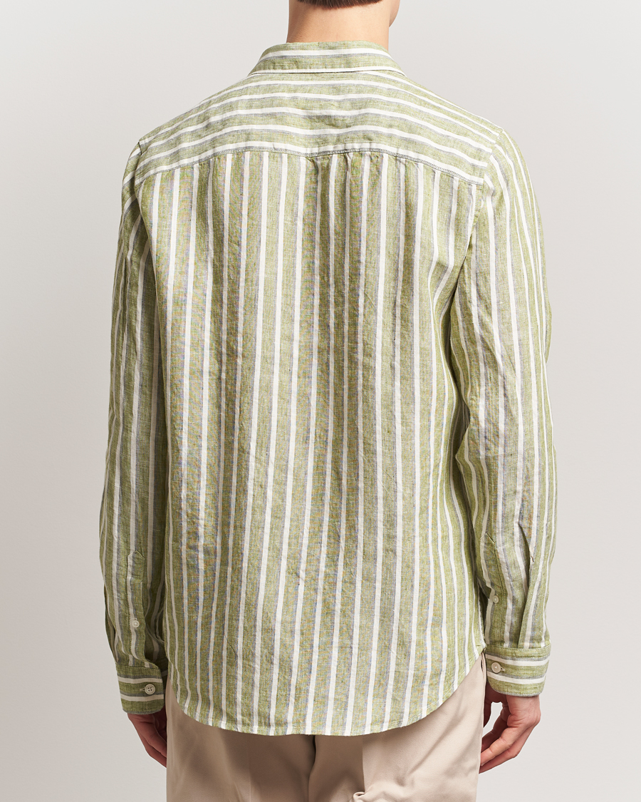 Mies | Kauluspaidat | NN07 | Enzo Striped Linen Shirt Green Multi