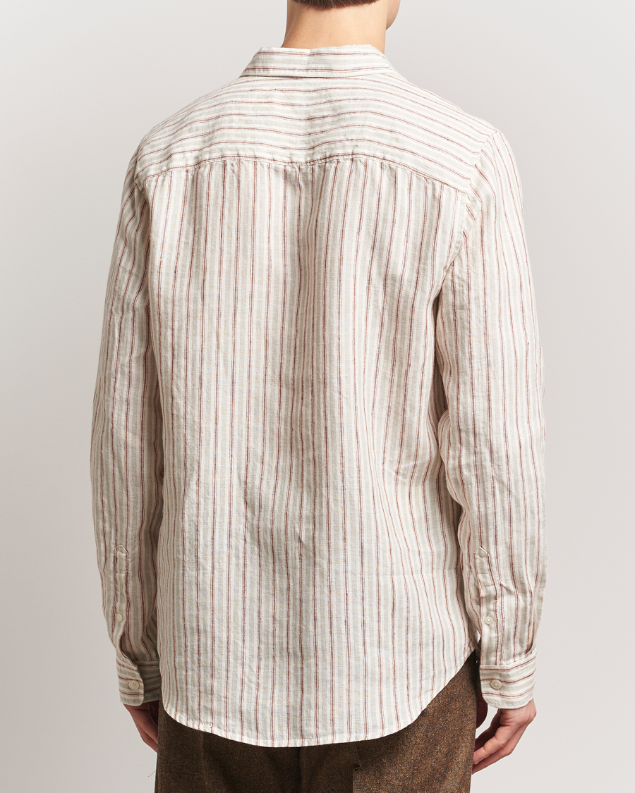 Mies | Kauluspaidat | NN07 | Enzo Striped Linen Shirt Brown Multi