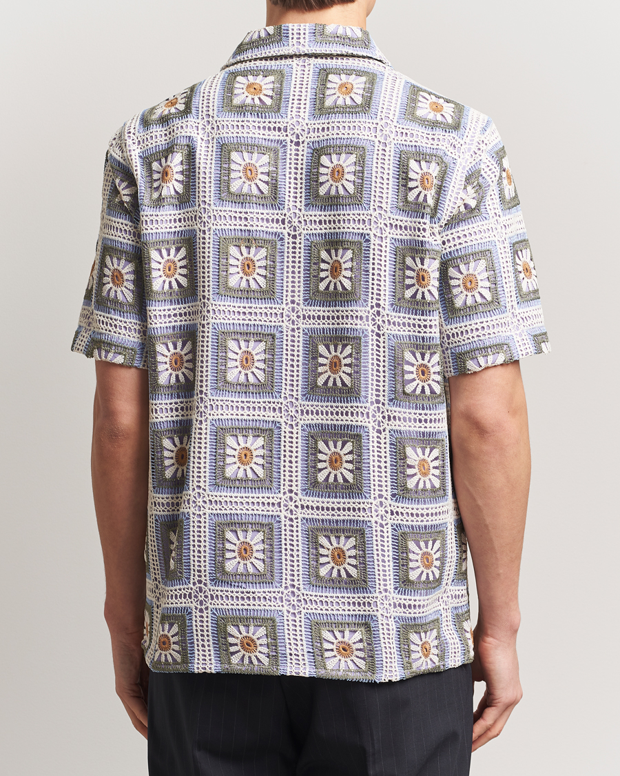 Mies | Kauluspaidat | NN07 | Julio Crochet Flower Short Sleeve Shirt Violette Multi