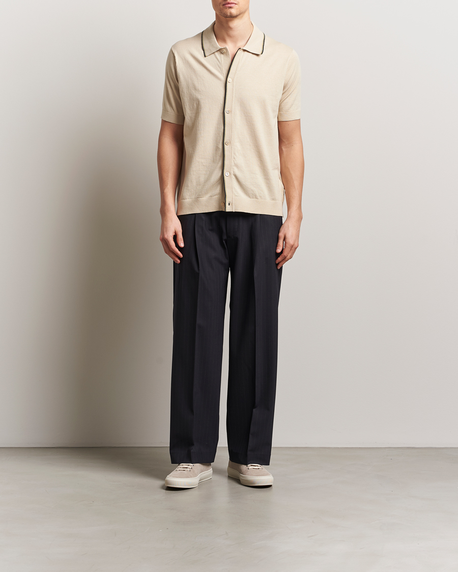 Mies | Kauluspaidat | NN07 | Nolan Paspoal Knitted Short Sleeve Shirt Ecru