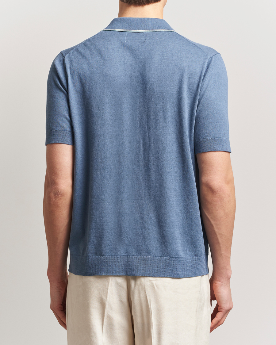 Mies | Kauluspaidat | NN07 | Nolan Paspoal Knitted Short Sleeve Shirt Bering Blue