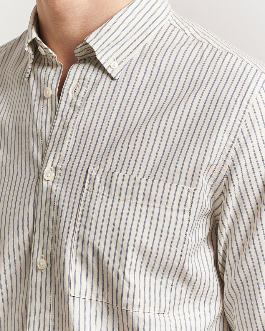 Mies | Kauluspaidat | NN07 | Arne Tencel Shirt Sea Stripe