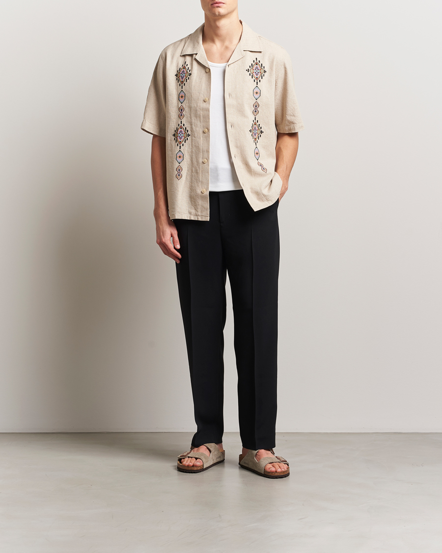 Mies | Kauluspaidat | NN07 | Ole Printed Short Sleeve Shirt Oat