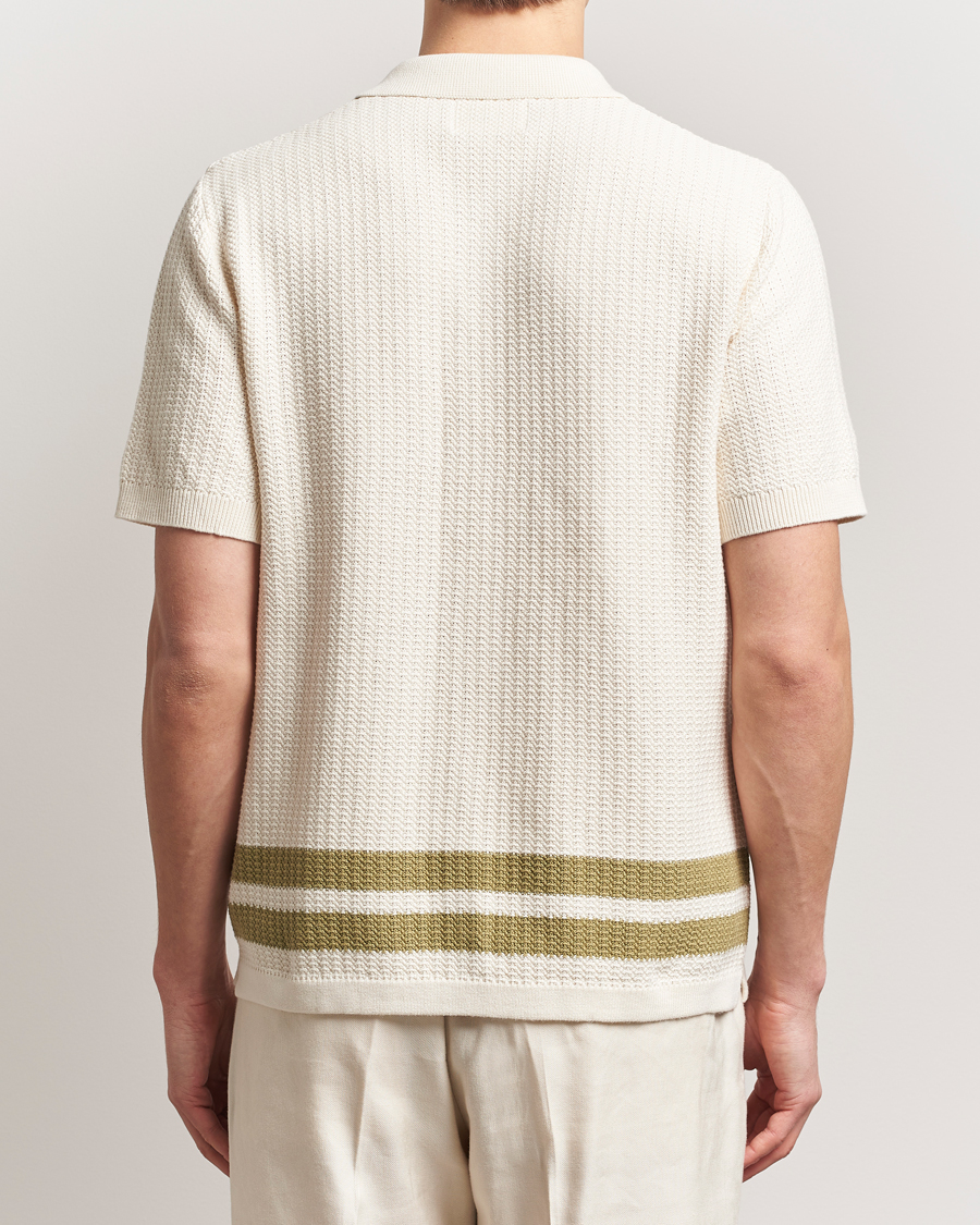 Mies | Kauluspaidat | NN07 | Ares Knitted Short Sleeve Shirt Ivory/Green