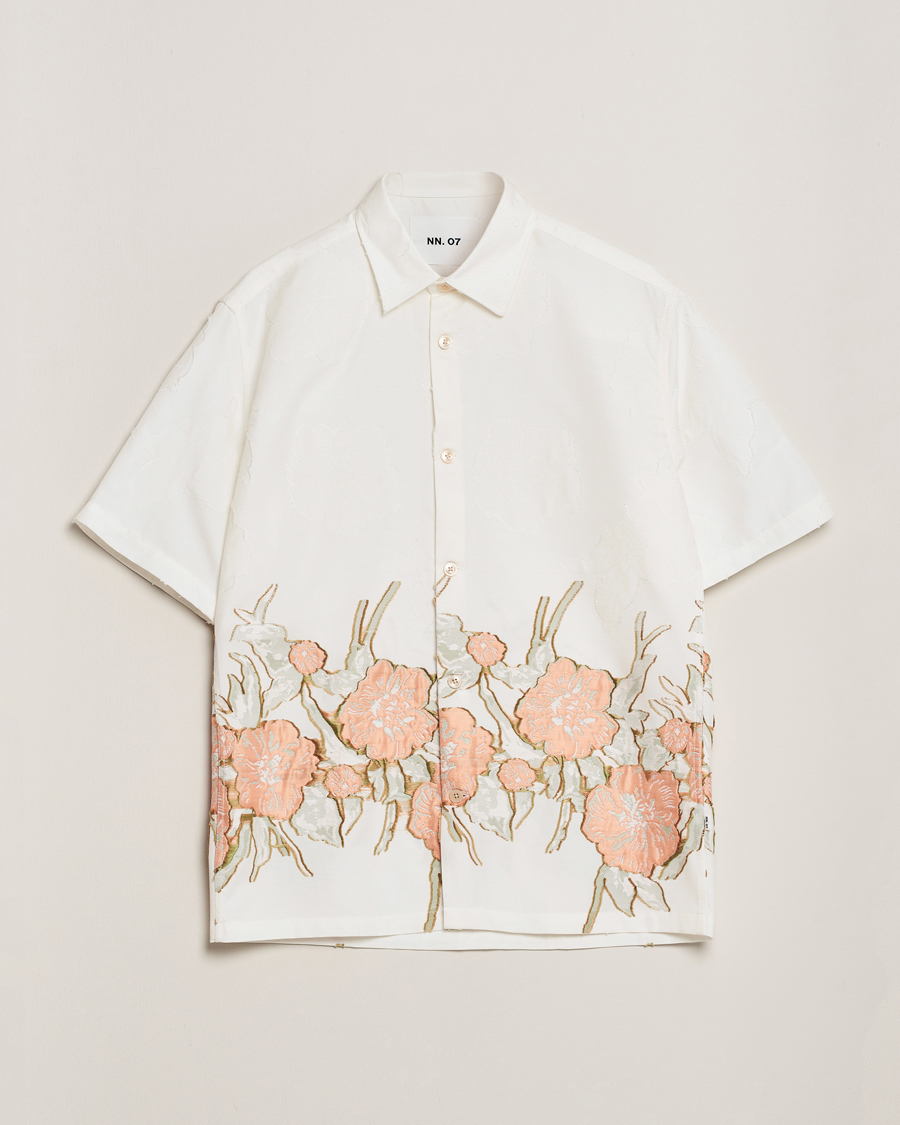 Mies | Kauluspaidat | NN07 | Freddy Flower Short Sleeve Shirt White Multi