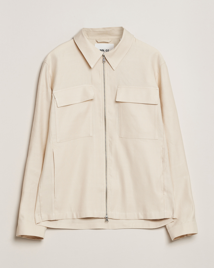 Mies | Kauluspaidat | NN07 | Alban Cotton/Linen Overshirt Ivory