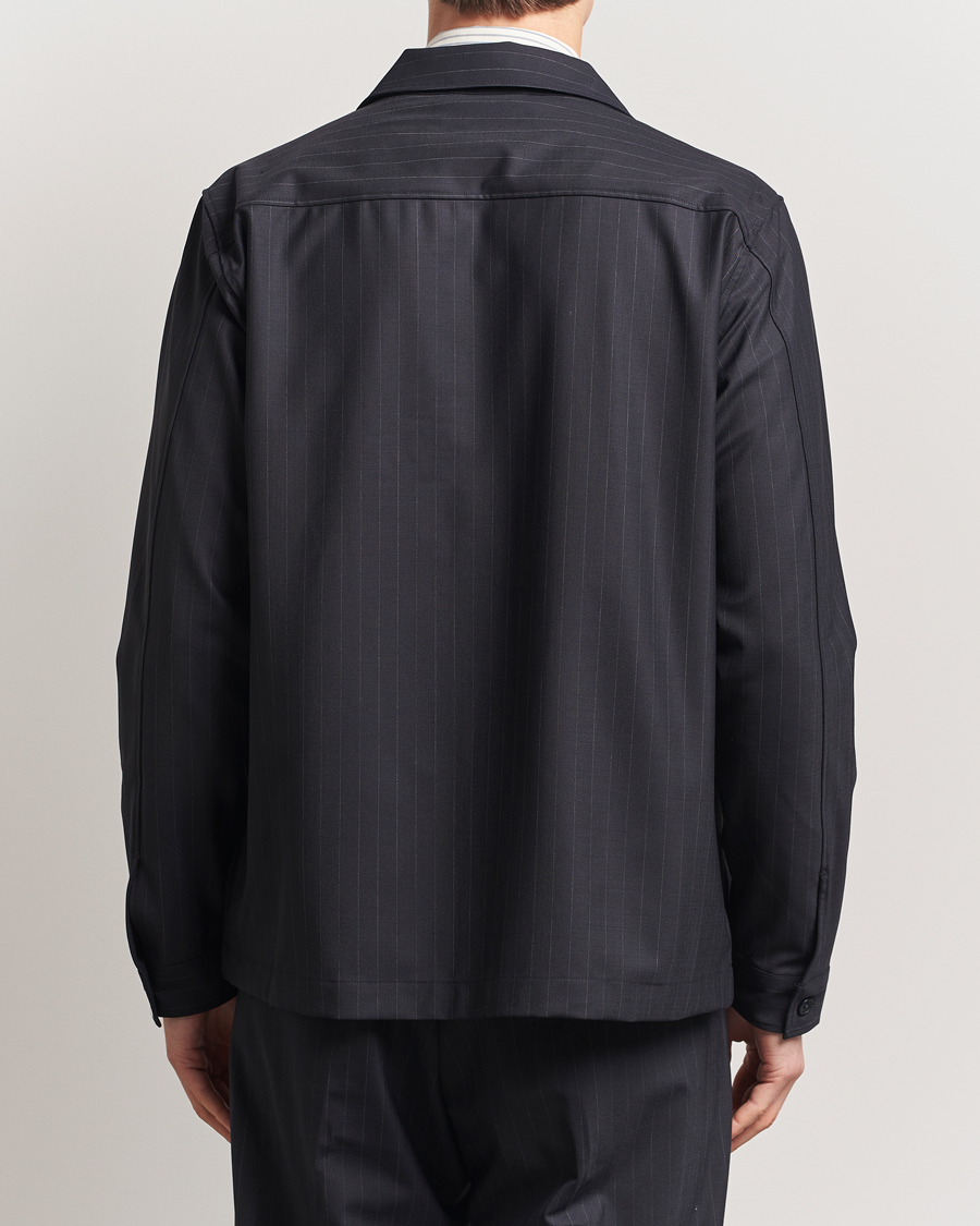 Mies | Kauluspaidat | NN07 | Zander Pinstriped Overshirt Navy/White