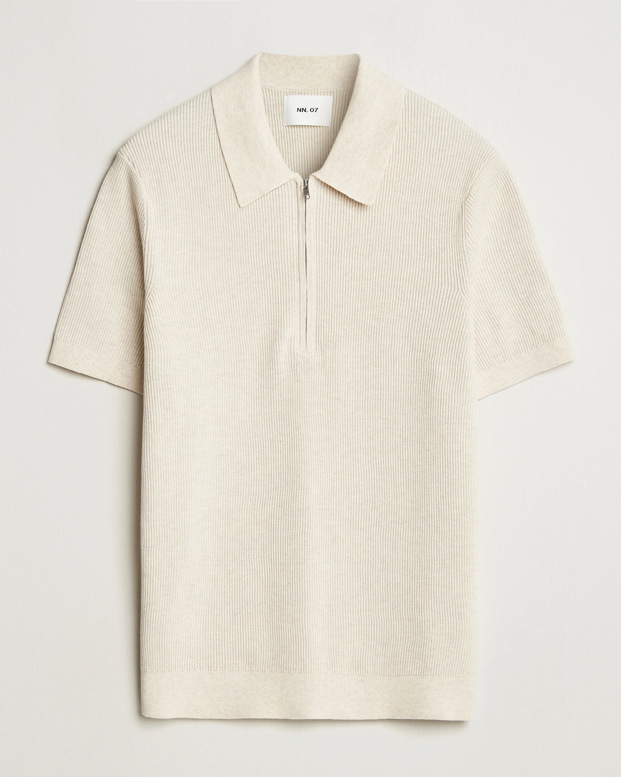 Mies | Pikeet | NN07 | Hansie Half Zip Knitted Polo Ivory