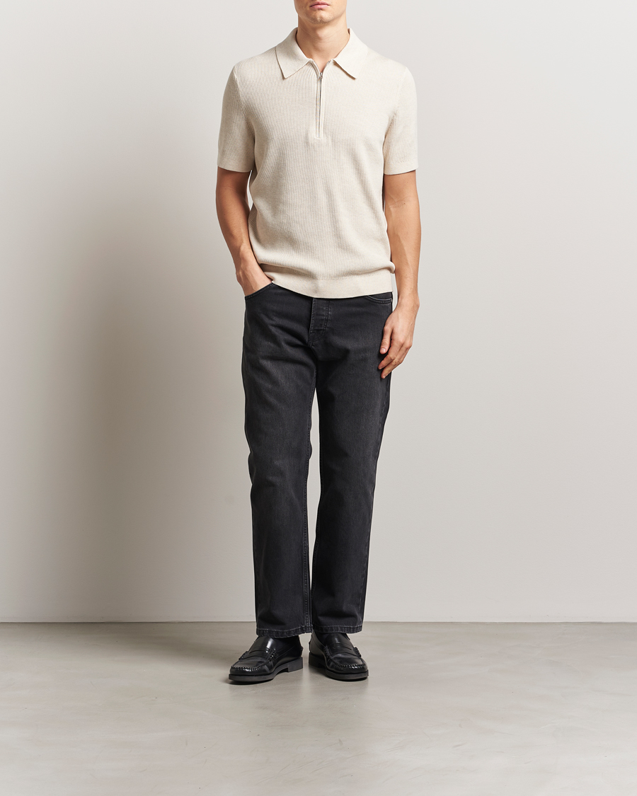 Mies | Pikeet | NN07 | Hansie Half Zip Knitted Polo Ivory