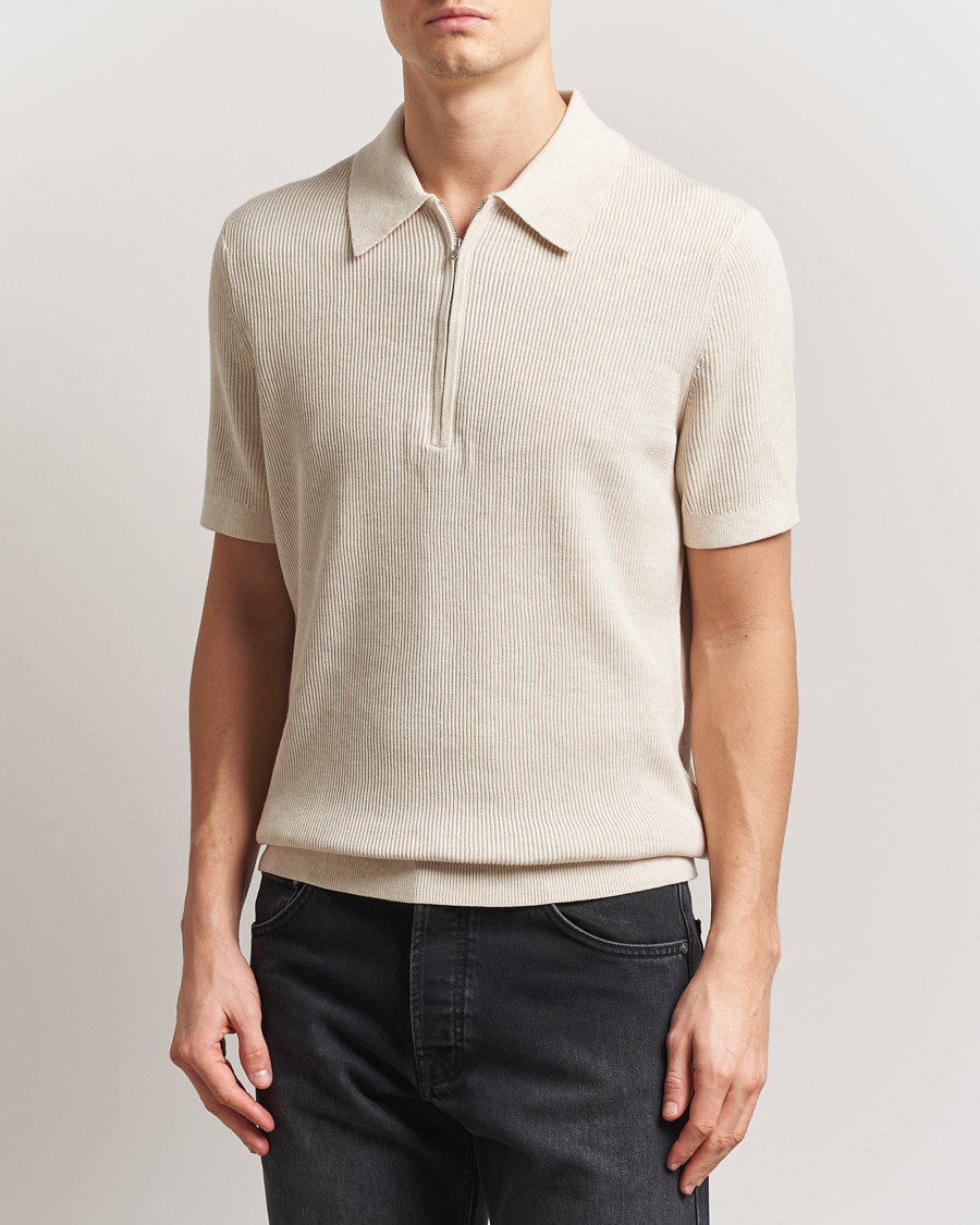 Mies | Pikeet | NN07 | Hansie Half Zip Knitted Polo Ivory