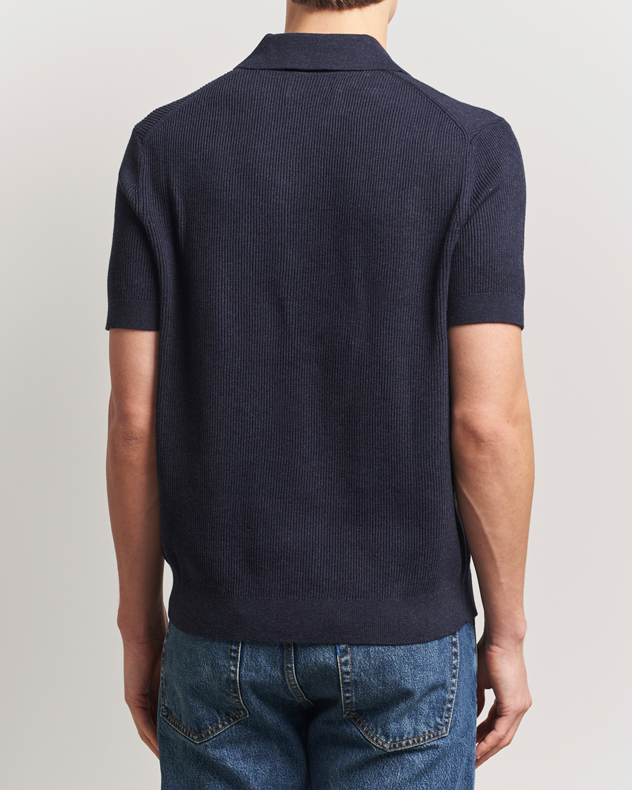 Mies | Pikeet | NN07 | Hansie Half Zip Knitted Polo Navy Melange