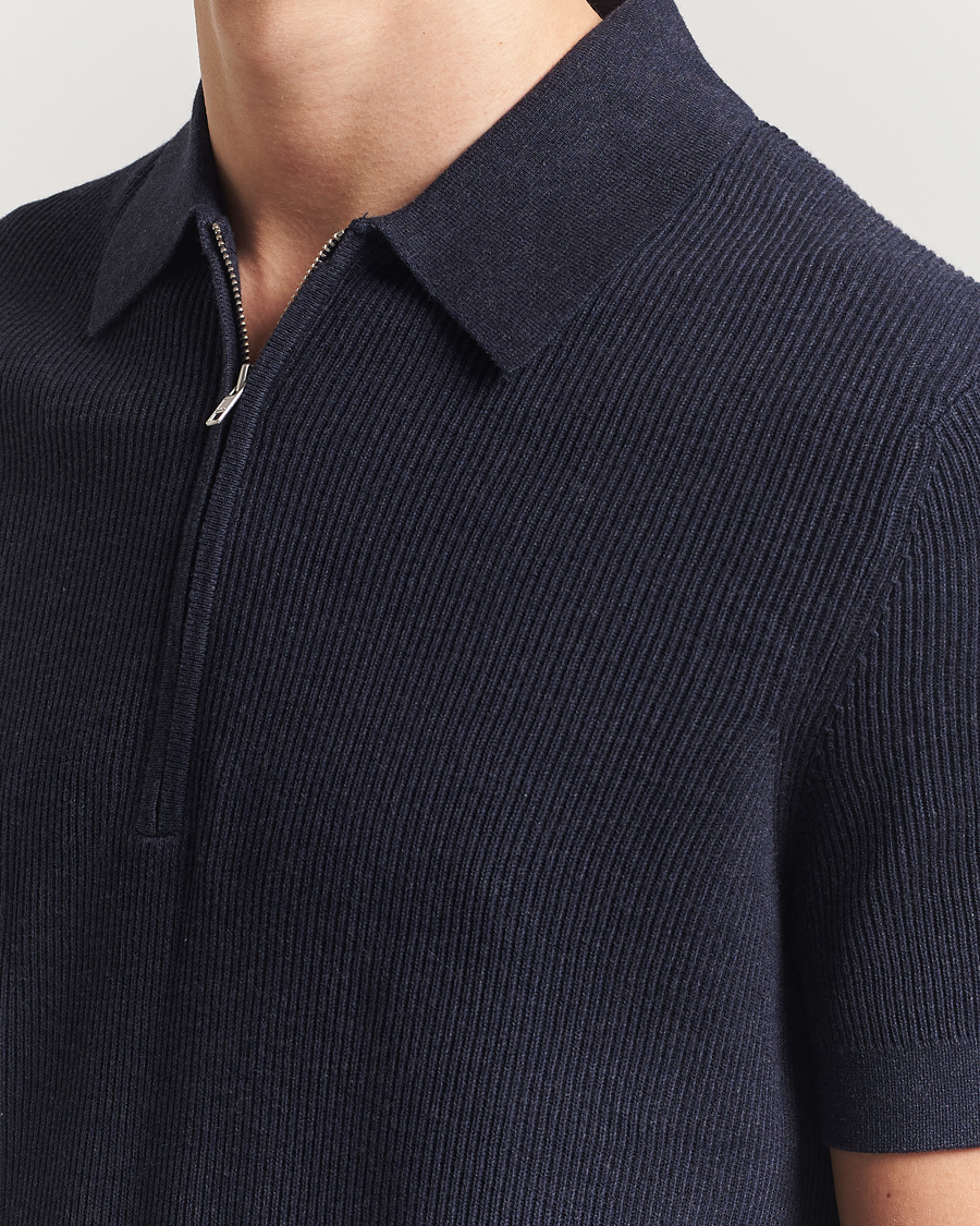 Mies | Pikeet | NN07 | Hansie Half Zip Knitted Polo Navy Melange