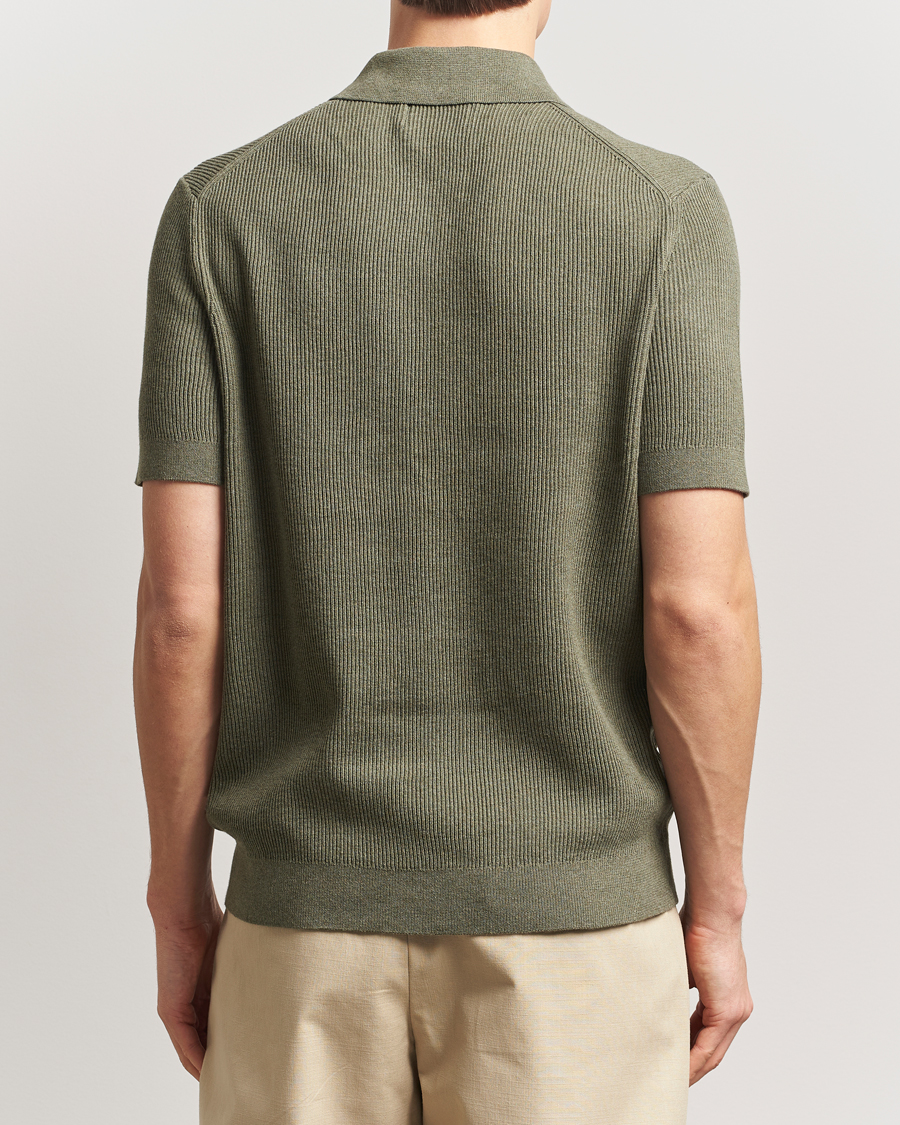 Mies | Pikeet | NN07 | Hansie Half Zip Knitted Polo Capers Green