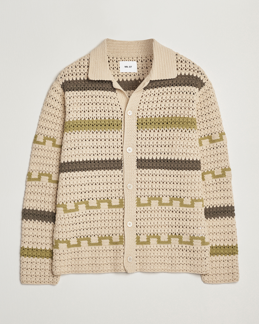 Mies | Puserot | NN07 | Frank Crochet Knitted Cardigan Oat