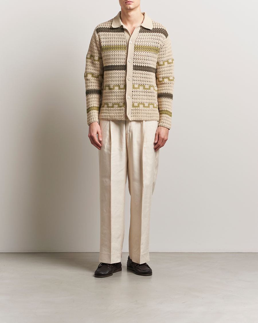 Mies | Puserot | NN07 | Frank Crochet Knitted Cardigan Oat