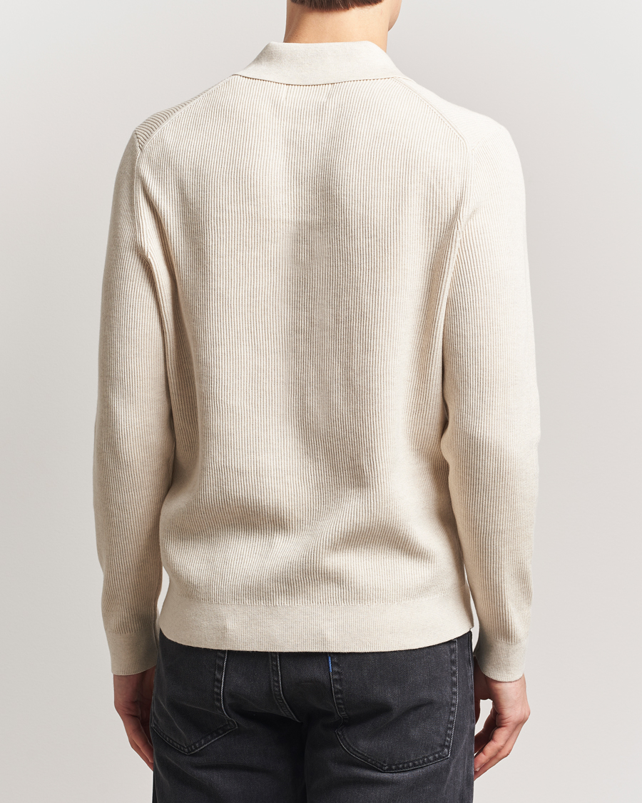 Mies | Puserot | NN07 | Hansie Ribbed Knitted Half Zip Ivory